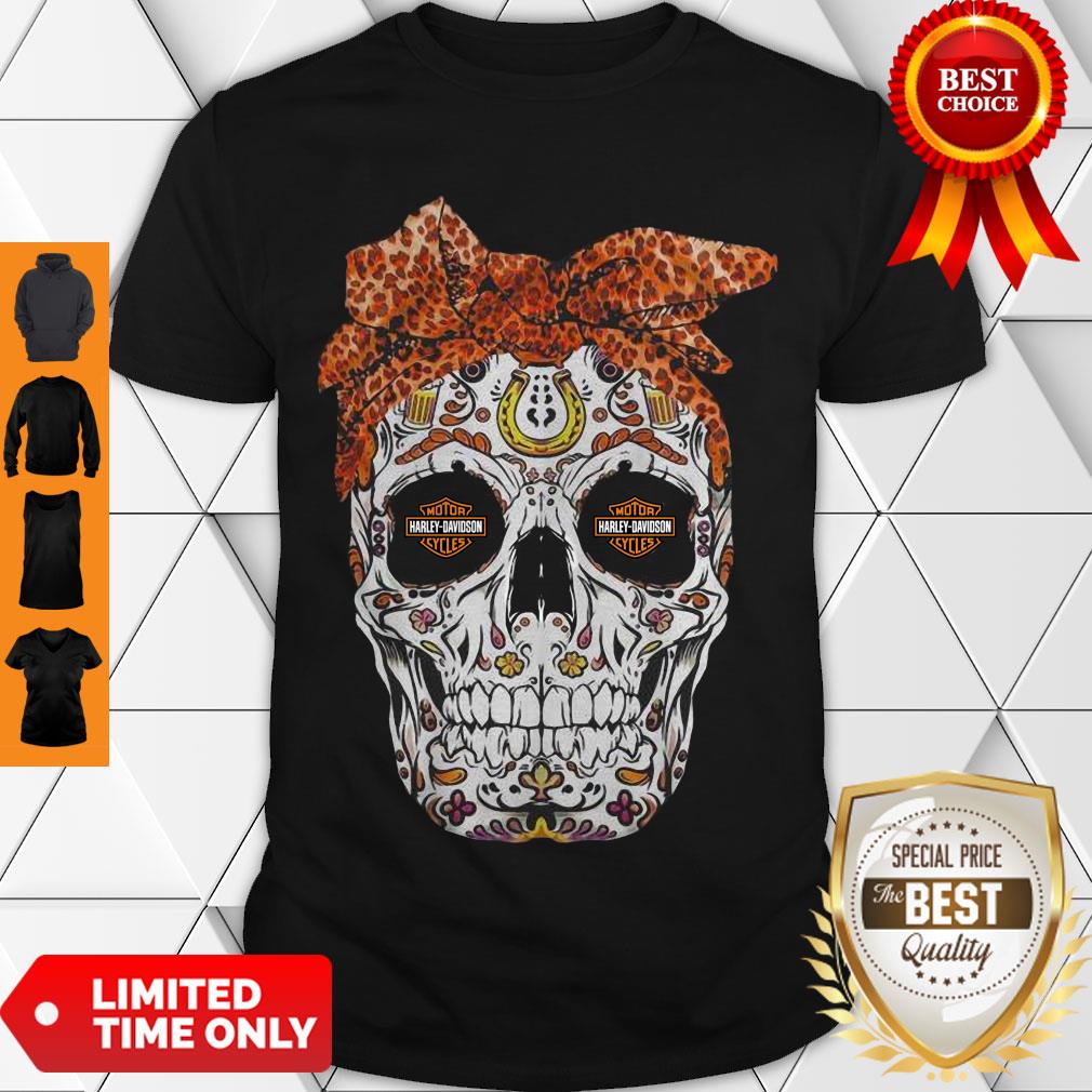 Nice Skull Leopard Motor Cycles Harley Davidson Shirt