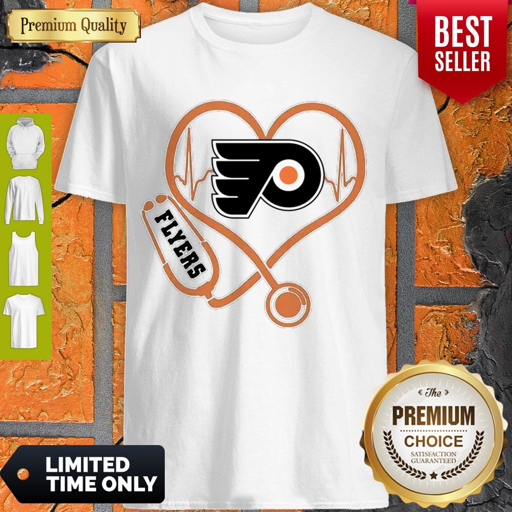 Awesome Philadelphia Flyers Nurse Heart Stethoscope Heartbeat Shirt