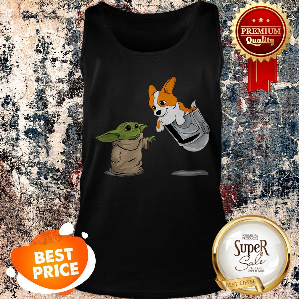 Star Wars Baby Yoda And Corgi In Pocket Mandalorian Shirt