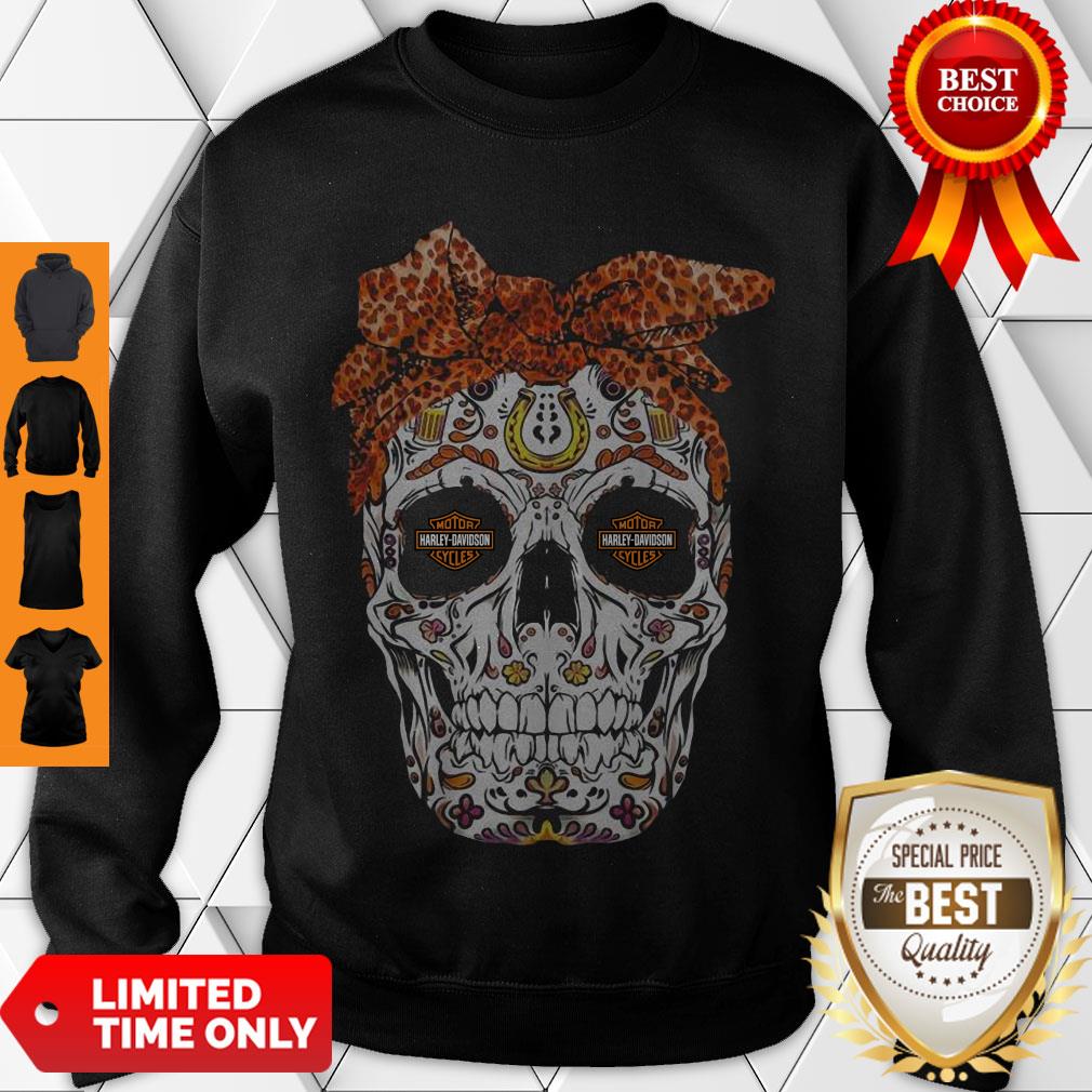 Nice Skull Leopard Motor Cycles Harley Davidson Shirt