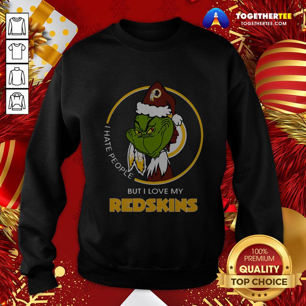 Hot I Hate People But I Love My Washington Redskins Grinch Shirt