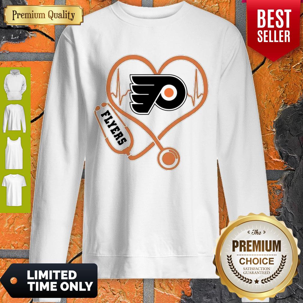 Awesome Philadelphia Flyers Nurse Heart Stethoscope Heartbeat Shirt