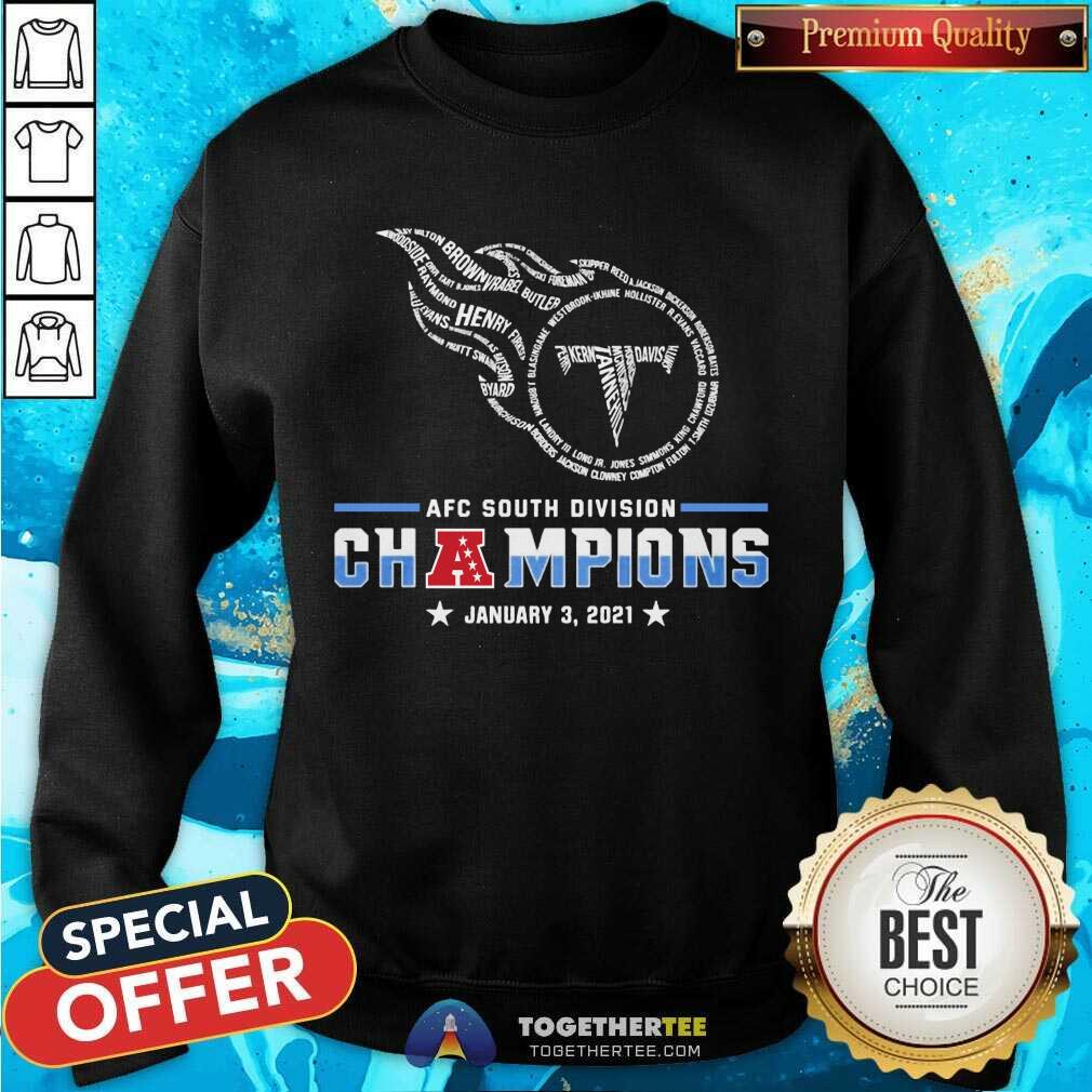 Top Tennessee Titans AFC South Division Champions January 3 2021 Shirt