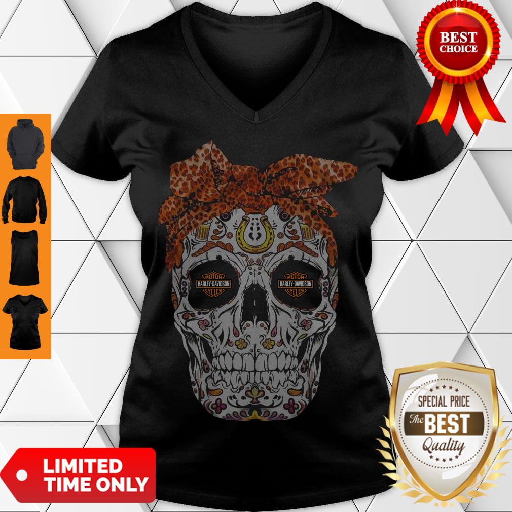 Nice Skull Leopard Motor Cycles Harley Davidson Shirt