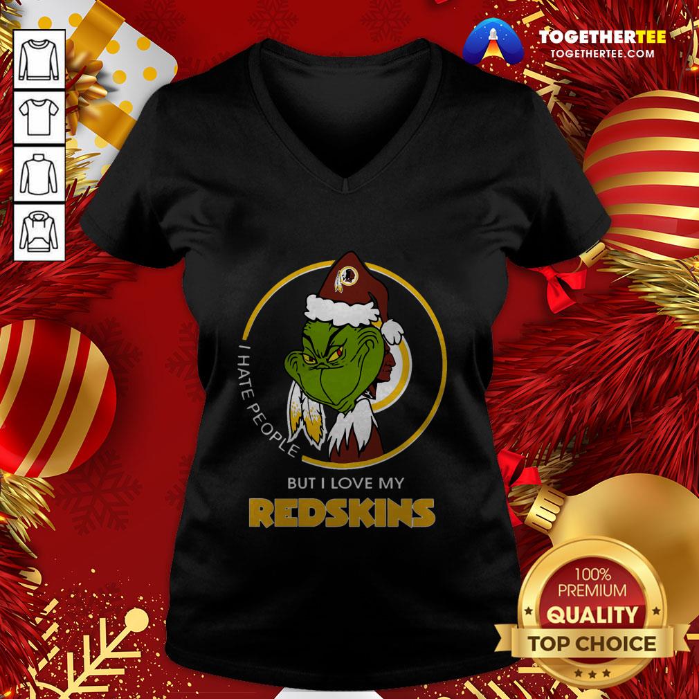 Hot I Hate People But I Love My Washington Redskins Grinch Shirt
