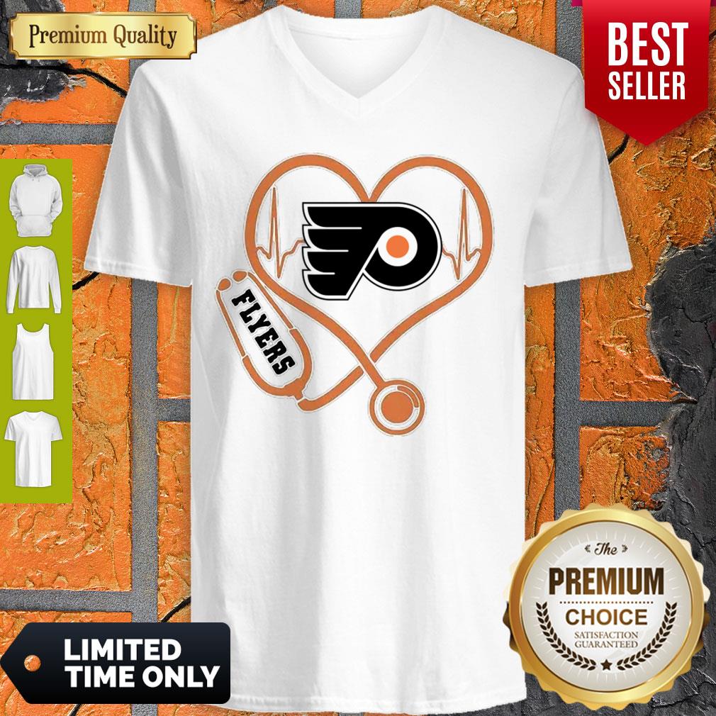 Awesome Philadelphia Flyers Nurse Heart Stethoscope Heartbeat Shirt