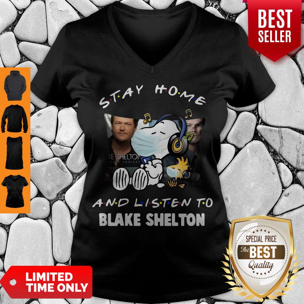 Awesome Snoopy Stay Home And Listen To Blake Shelton Shirt