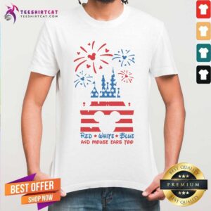 Disney Castle Red White Blue And Mouse Ear Shirt