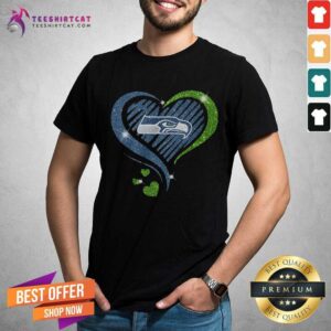 Pretty Seattle Seahawks Diamond Heart Shirt