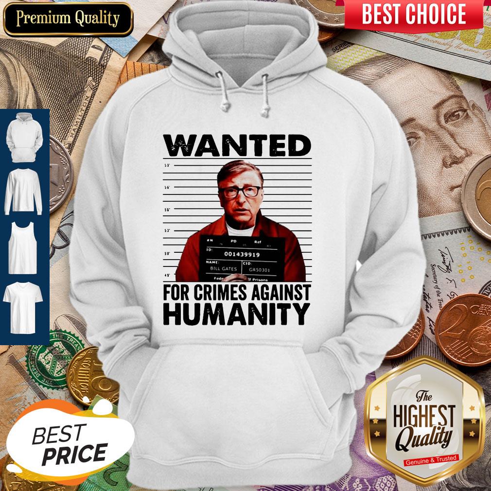 Wanted For Crimes Against Humanity Bill Gate Sunset White Shirt
