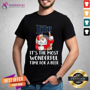 Pretty Santa Claus Drink Lite Pilsner Beer It'S The Most Wonderful Time For A Beer Christmas Sweater Shirt