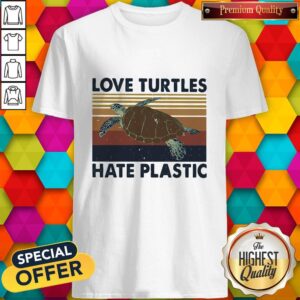 Nice Love Turtles Hate Plastic Vintage Retro Shirt
