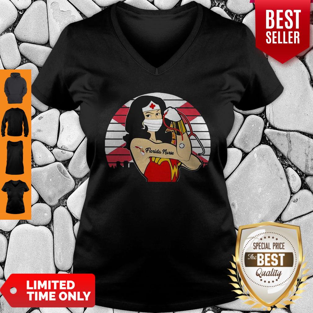 Awesome Vintage Wonder Woman Tattoos Florida Nurse COVID-19 Shirt