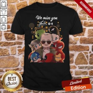 Funny We Miss You Stan Lee 12 11 Marvel Heroes Chibi Signature Shirt