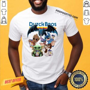 Good Dutch Bros Coffee Baby Yoda Baby Groot And Toothless Stitch Gizmo Shirt
