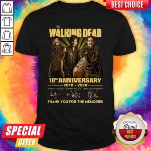 Nice The Walking Dead 10th Anniversary 2010 2020 Signatures Thank You For The Memories Shirt