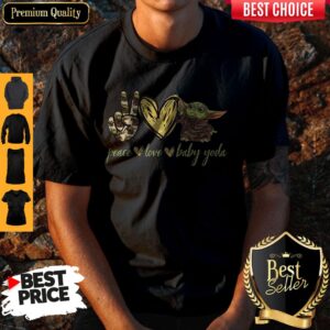 Pretty Peace Love And Baby Yoda Shirt