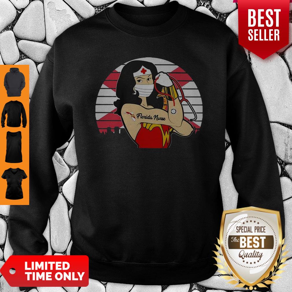 Awesome Vintage Wonder Woman Tattoos Florida Nurse COVID-19 Shirt