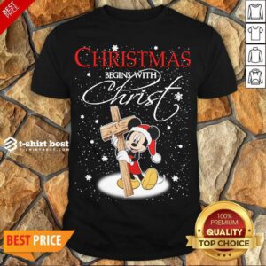 Top Mickey Mouse Christmas Begins With Christ Shirt