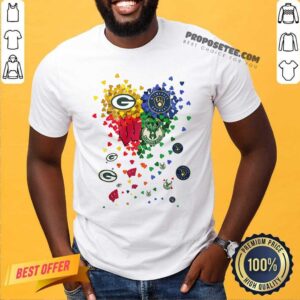 Nice Heart Green Bay Packers And Milwaukee Brewers Milwaukee Bucks Football Shirt