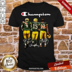 Awesome Green Bay Packers Champion Favre Starr Rodgers Signatures Shirt
