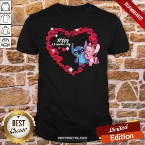 Top Disney Stitch And Lilo Happy Valentine Day Shirt