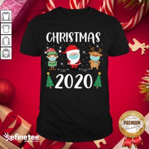 Hot Santa Wearing Mask Elf Reindeer Quarantine Christmas 2020 Family Group Shirt