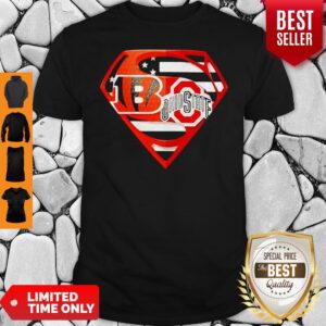 Superhero Cincinnati Bengals And Ohio State Buckeyes Diamond American Flag Independence Day Shirt