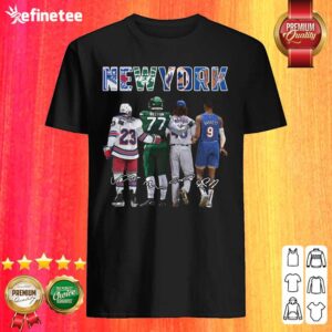 Lovely New York City New York Yankees New York Jets New York Knicks Becton Barrett Signatures Shirt