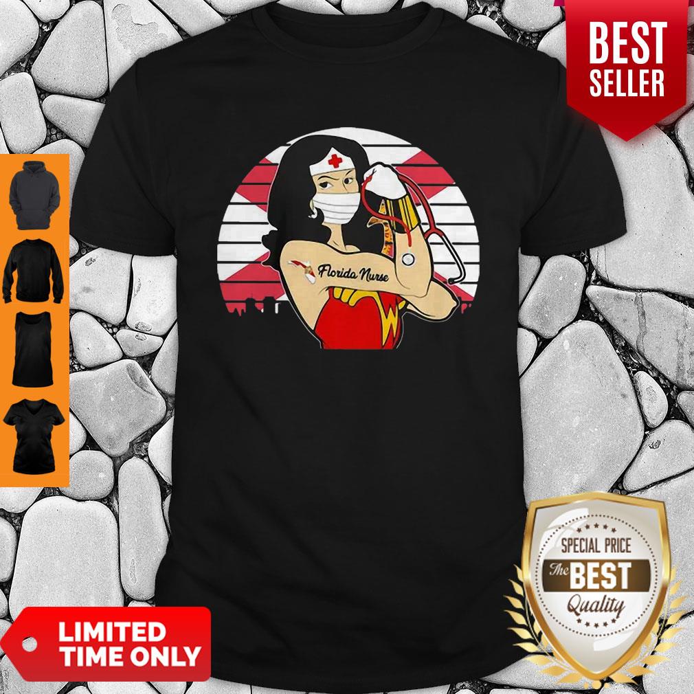 Awesome Vintage Wonder Woman Tattoos Florida Nurse COVID-19 Shirt