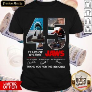Top Jaws 45 Years Of 1975-2020 Thank You For The Memories Signatures Shirt