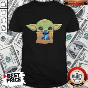 Funny Disney Baby Yoda Hug Stitch Shirt