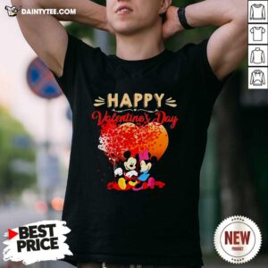 Nice Mickey And Minnie Mouse Happy Valentines Day Heart Shirt