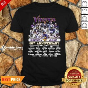 Nice Minnesota Vikings 60th Anniversary Thank You For The Memories Signatures Shirt