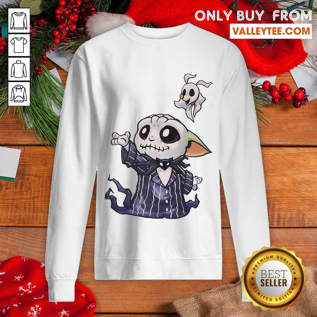 Premium Baby Yoda In Jack Skellington And Zero Shirt