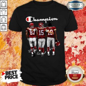 Thoughtful Kansas City Chiefs 3 Champion Kelce Mahomes Hill Signatures Shirt