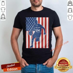 Wiliam 24 Basketball Player American Flag Shirt