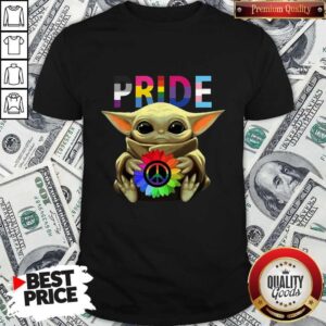 Pride Baby Yoda Hug Hippie Sunflower Shirt