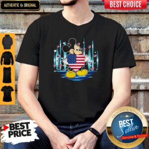 Nice Mickey Mouse Hug Heart God Bless America Flag Independence Day Shirta