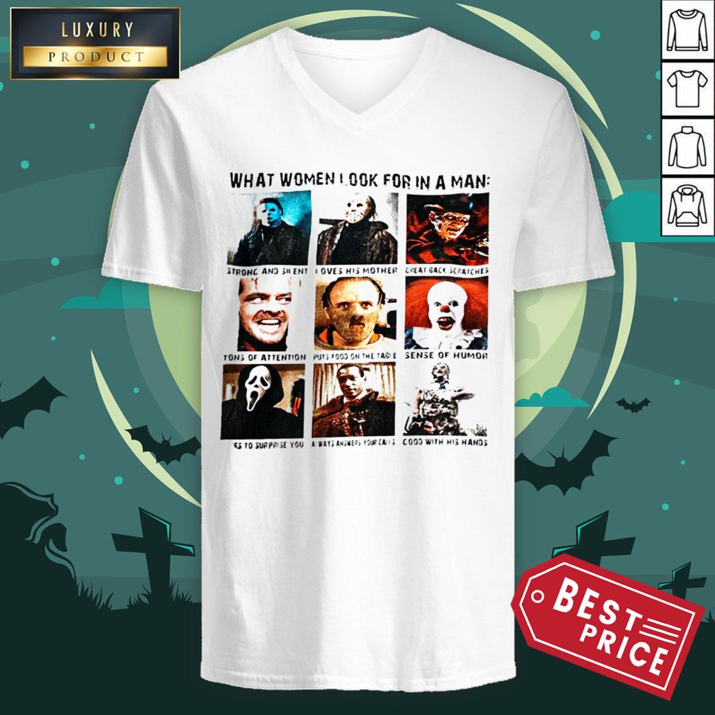 What Women Look For In A Man Strong And Silent Loves His Mother Halloween Shirt