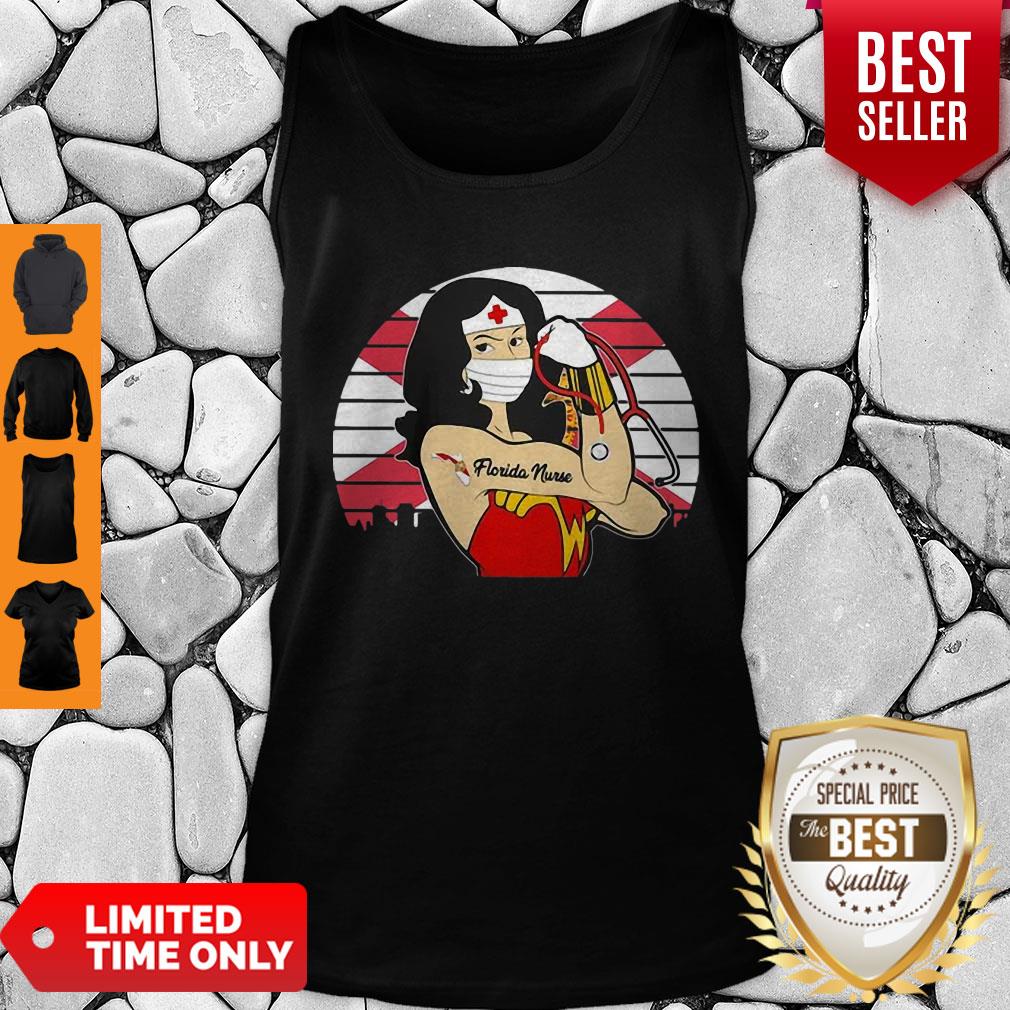 Awesome Vintage Wonder Woman Tattoos Florida Nurse COVID-19 Shirt