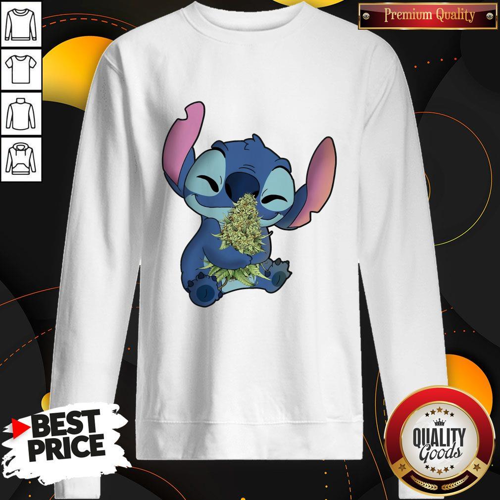 Amazing I Love Baby Stitch Hug Cannabis Shirt