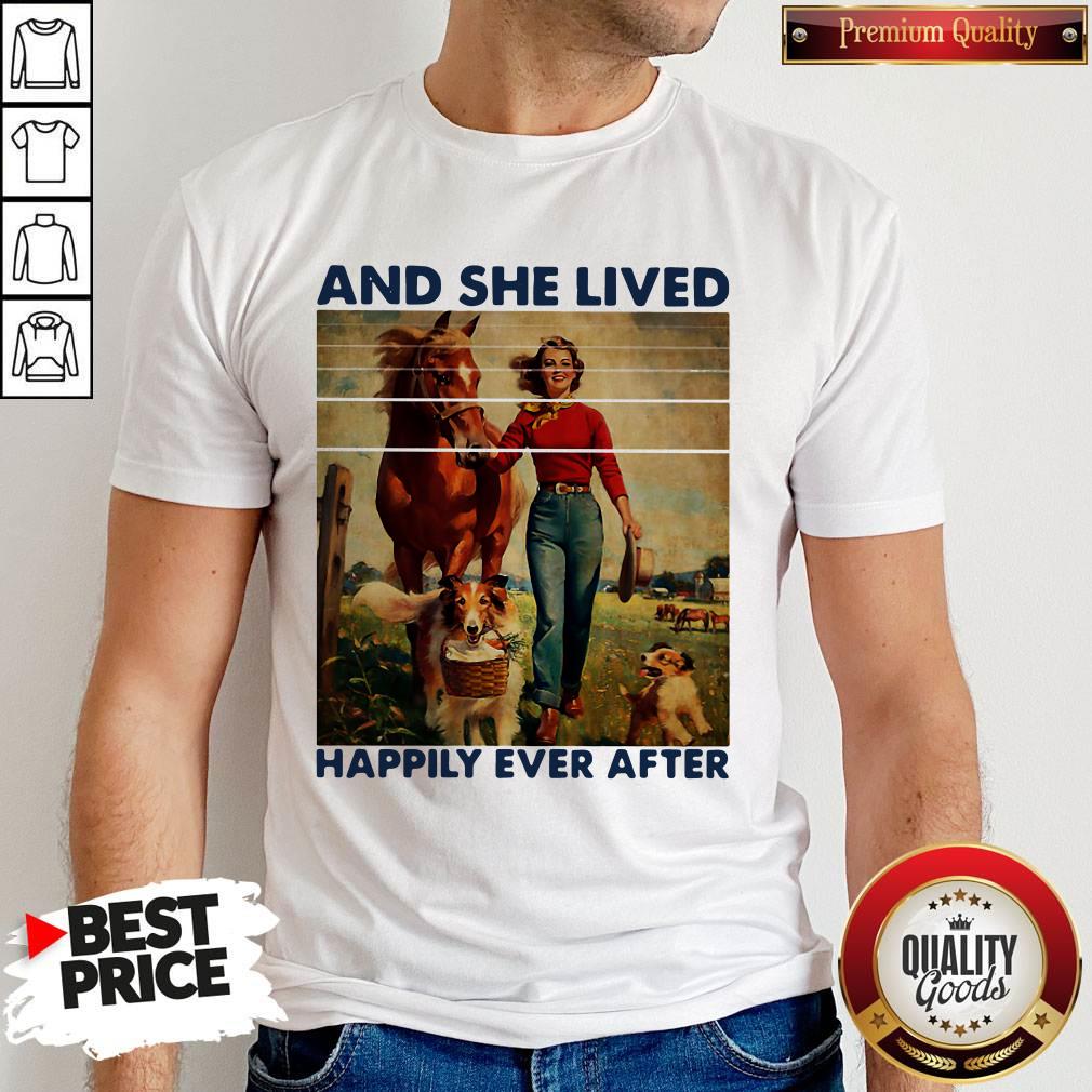 And She Lived Happily Ever After Girl Horse Dog Vintage Shirt