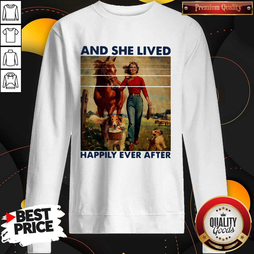 And She Lived Happily Ever After Girl Horse Dog Vintage Shirt