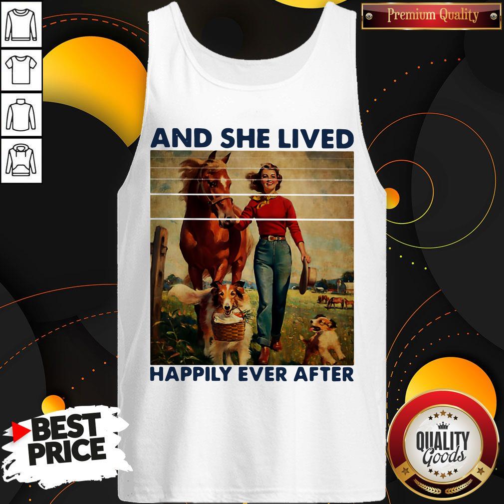 And She Lived Happily Ever After Girl Horse Dog Vintage Shirt