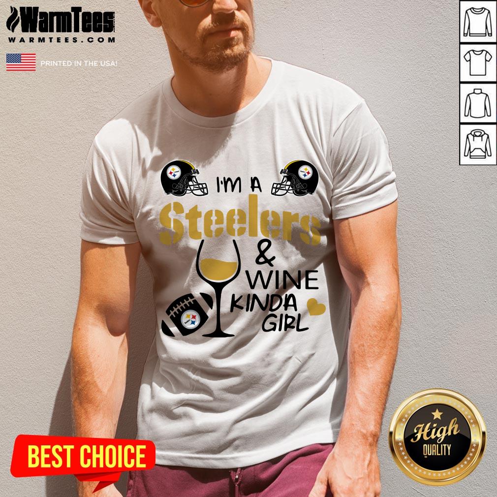 Attractive I’m A Pittsburgh Steelers And Wine Kinda Girl Heart Shirt