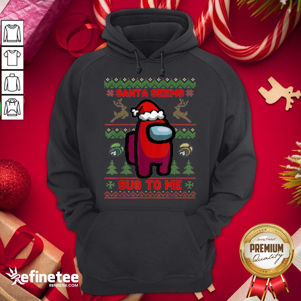 Awesome Santa Seems Sus To Me Among Game Us Xmas Shirt
