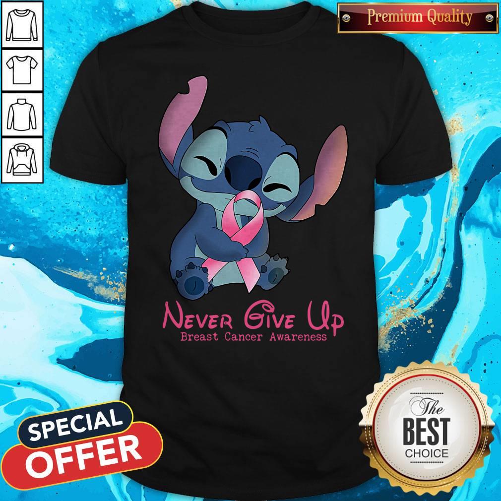 Awesome Stitch Never Give Up Breast Cancer Awareness Shirt