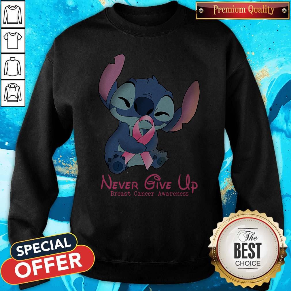 Awesome Stitch Never Give Up Breast Cancer Awareness Shirt