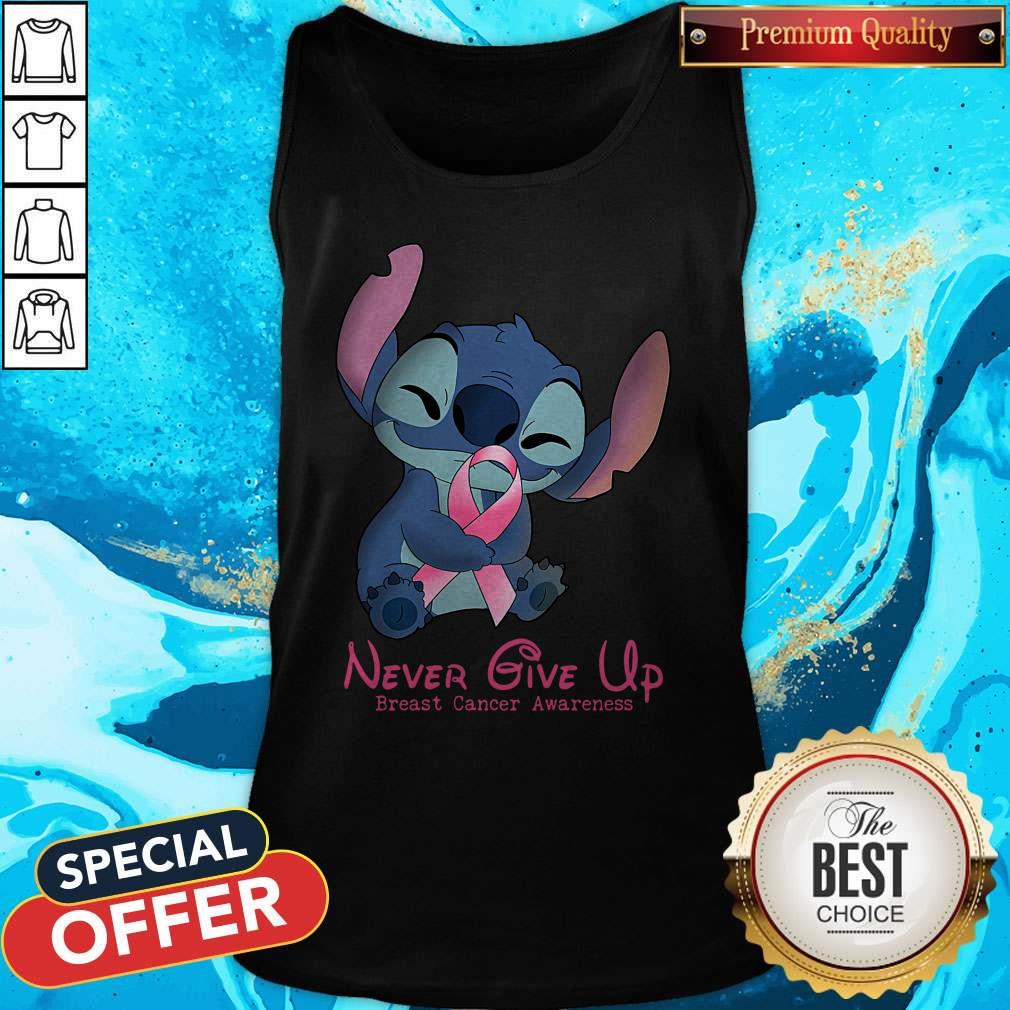 Awesome Stitch Never Give Up Breast Cancer Awareness Shirt